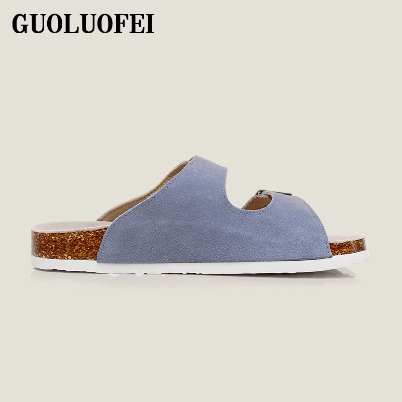 Wholesale PU Leather Gents Men Cork Sole Summer Beach Slippers Shoes