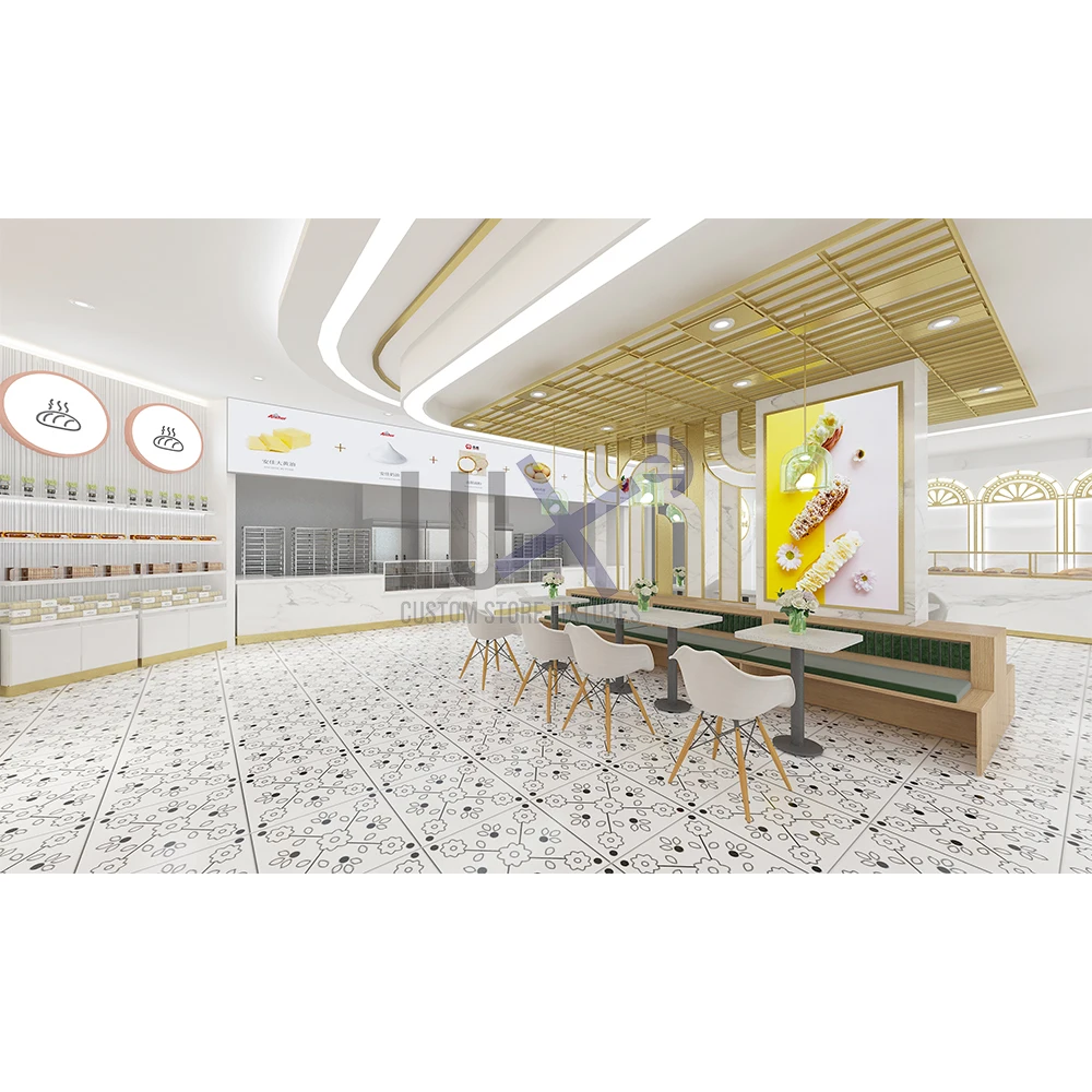 LUX Whole Shop Interior Design Decoration Showcase Bakery Pastry Cake Stand Up Display Rack Furniture