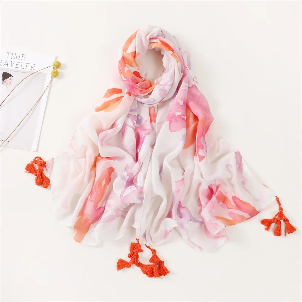 Wholesale Fancy Cooling Chiffon African Print Georgette Edge Logo Silky Shawl Dubai Hijabs Bulk New Muslim Girls Scarfs