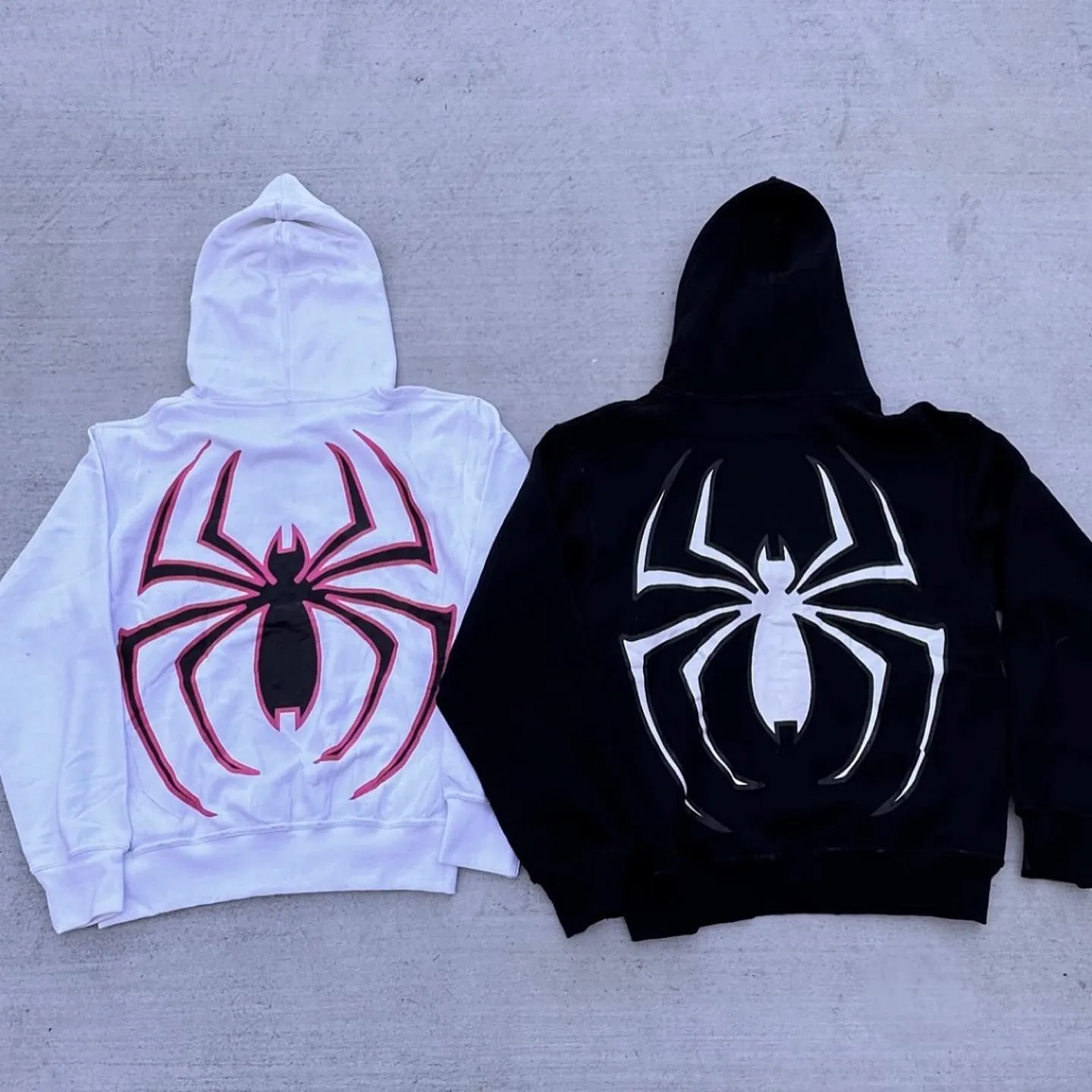 Winter Harajuku Casual Loose Hooded Sweatshirt Y2k Men Spider Print Hoodies Women Hip Hop Zipper Long Sleeve Jacket Coats Autumn