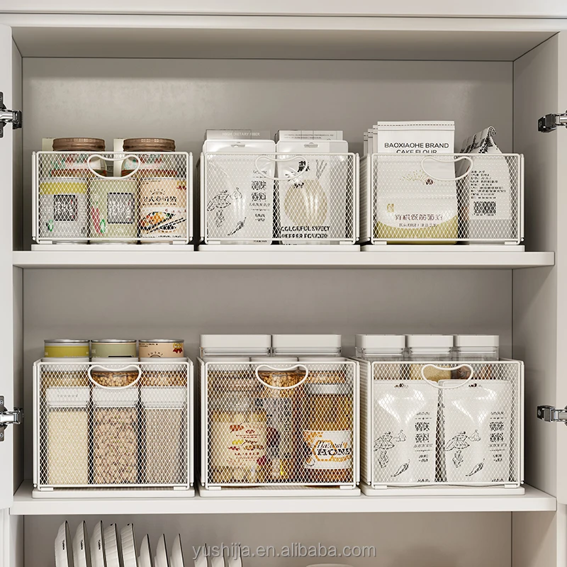 Yushijia kitchen organizer rack multifunctional cabinet wholesale wire square metal storage baskets
