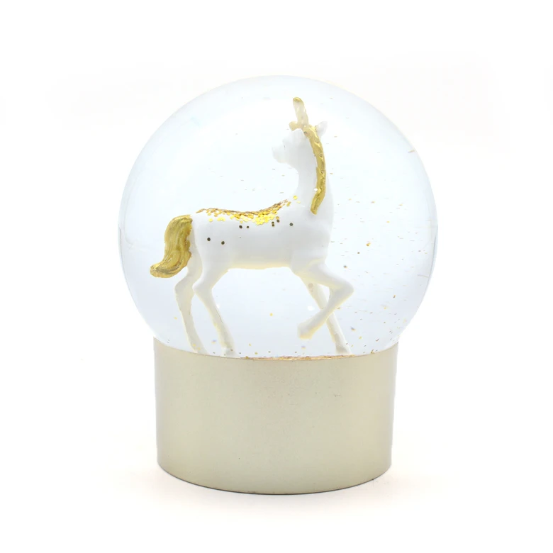 Lovely Resin Snow Globes Golden Unicorn  Water Globe For Home Decoration