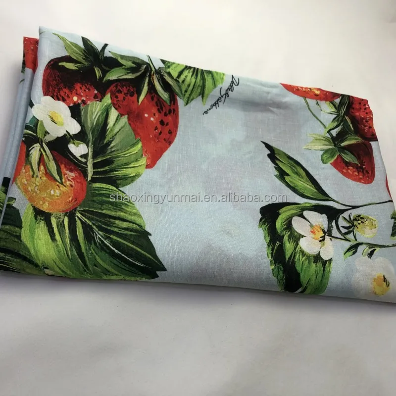 100% Flax Linen woven plain flower fabric screen printing fabric for dress