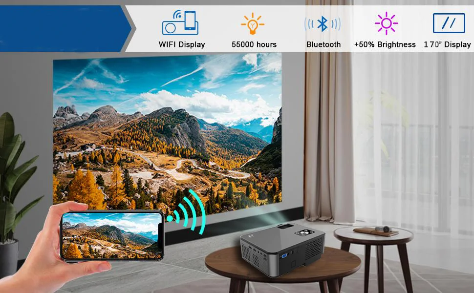Портативный проектор для домашнего кинотеатра HD LED Mini Beamer LCD видео проекторы 1080P поддержка с 100 дюймовым экраном сумка все в одном