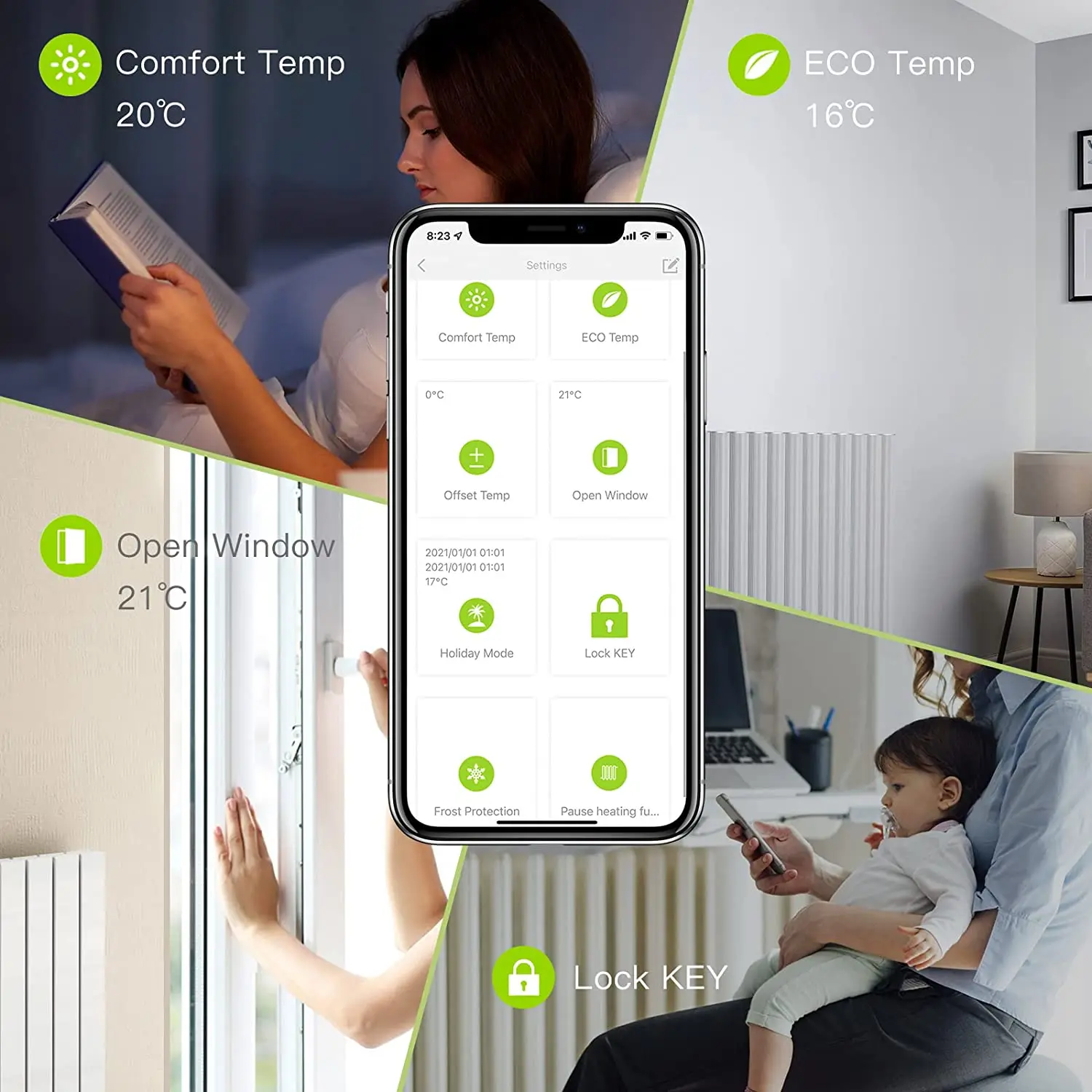 HOPERADS Smart Radiator Thermostat - WiFi Starter Kit V3+ - 2x Smart Radiator Valve, Digital Heating Control Via App