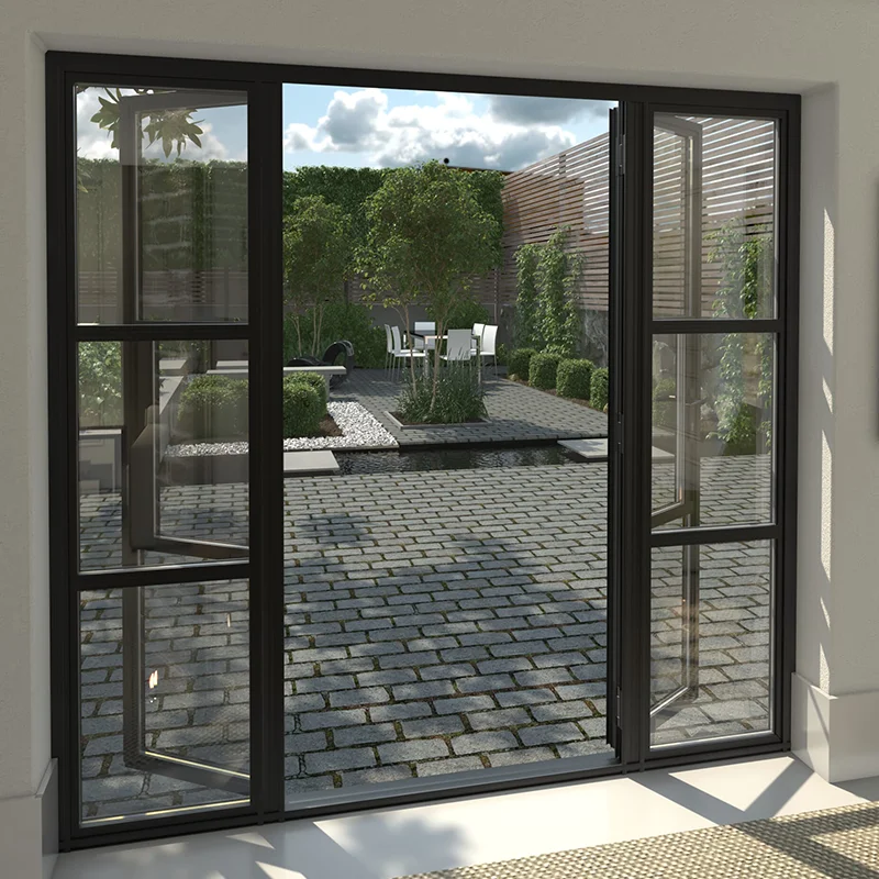 Industrial Modern Design Swing Metal Frames Steel French Door And WindowsEntrance Door Modern PivotInterior Flush Door