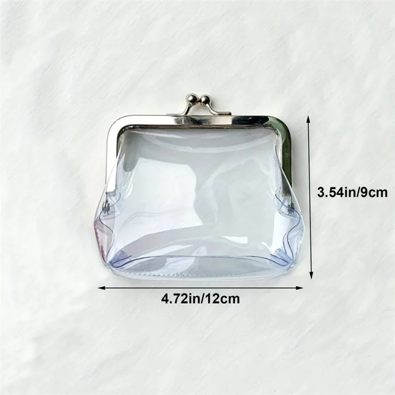 Wholesale Small Clear Vinyl Coin Purse Cash Organizer Transparent PVC See Through Kiss Lock Wallet