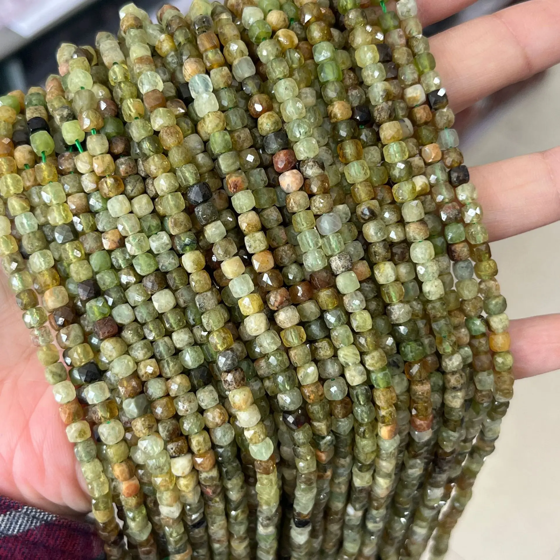 Natural Labradorite Faceted Square Beads 4X4mm Amethyst Morganite Amazonite Healing Gemstone Beads For Jewelry Making