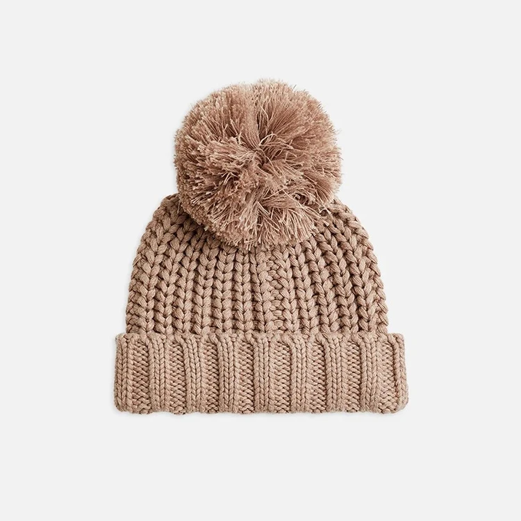 Новый стиль, теплые детские зимние шапки, милая вязаная шапка для малышей с помпоном того же цвета