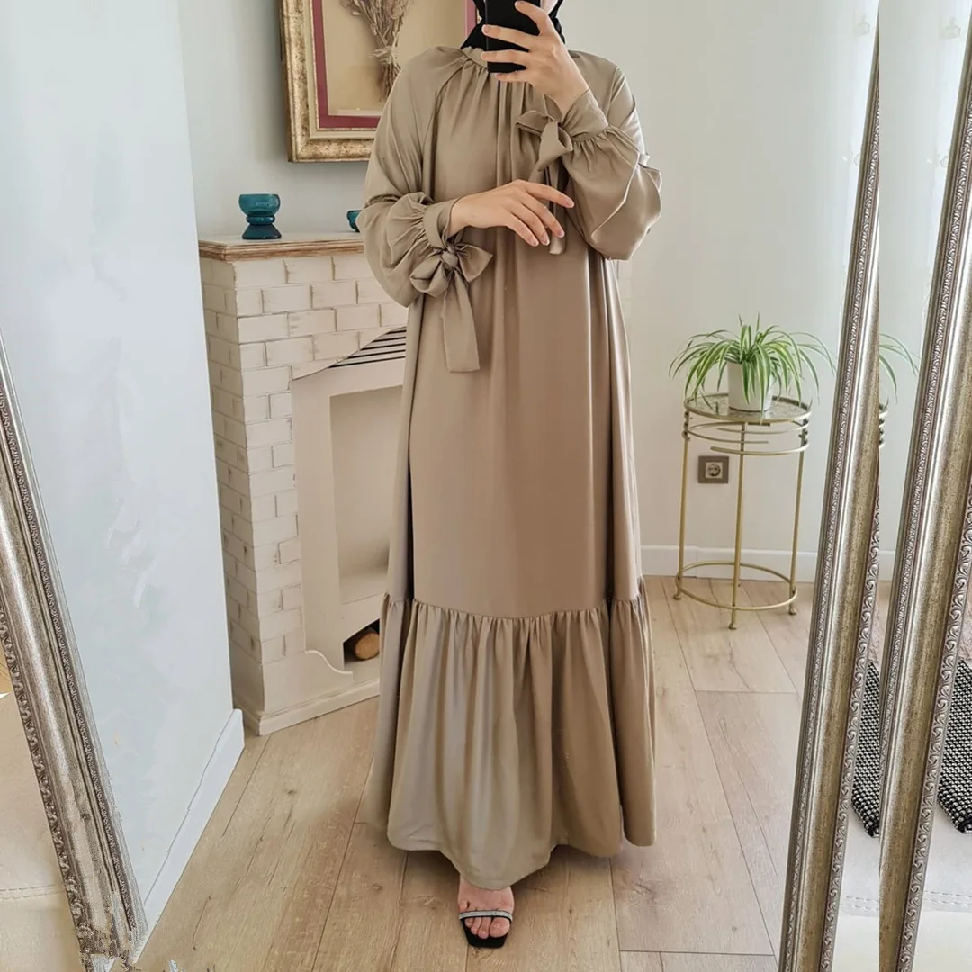 SIPO атласный мусульманский модный хиджаб Дубай Abaya длинные платья для женщин с поясом мусульманская одежда африканские