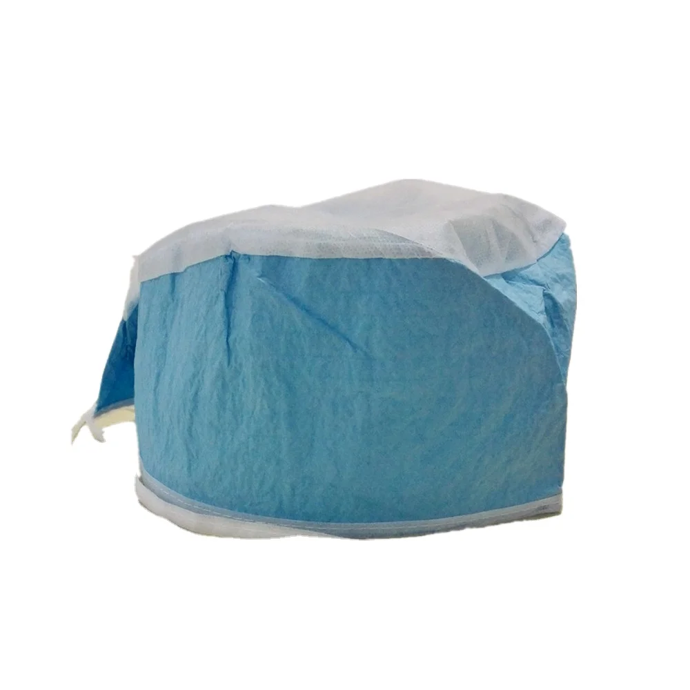 wholesale Disposable scrim reinforced cap a paper like absorbent material hair caps in blue