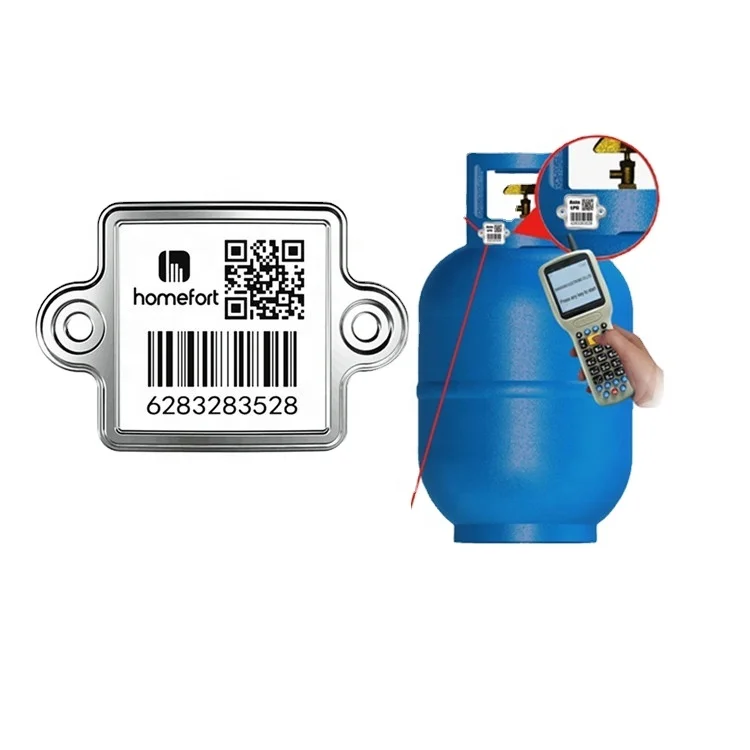 LPG gas cylinders tracking solution with scratch resistance bar code tags outdoor use 20 years