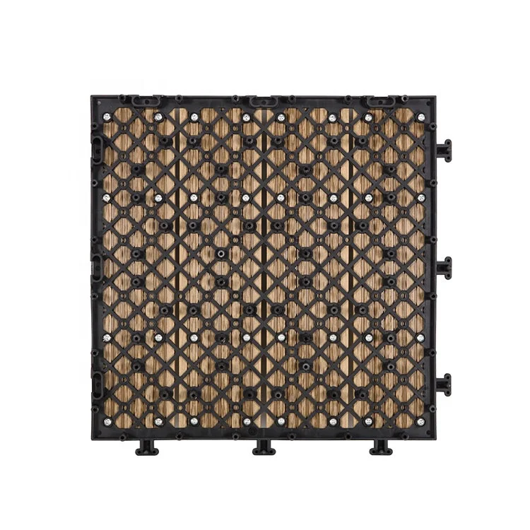 wholesale wood look brown engineered plastic wood interlocking composite outdoor deck tiles