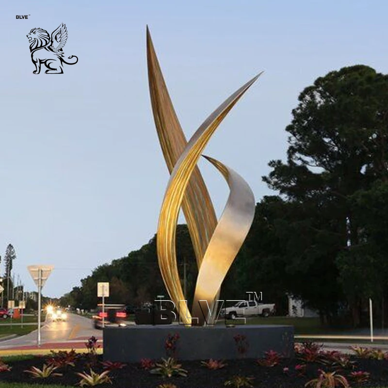BLVE Outdoor Park Decorative Metal Art Mirror Polished Abstract Statue Stainless Steel Irregular Sculpture