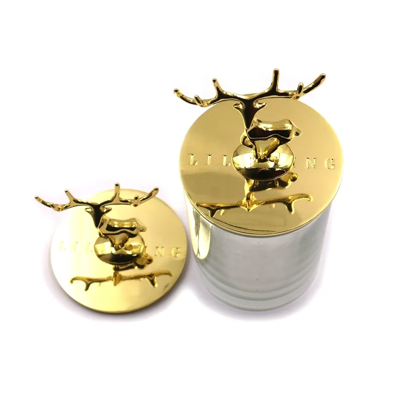 Высококачественные украшения в виде головы оленя на заказ, подсвечник из металлического цинкового сплава для банок, металлические крышки для свечей