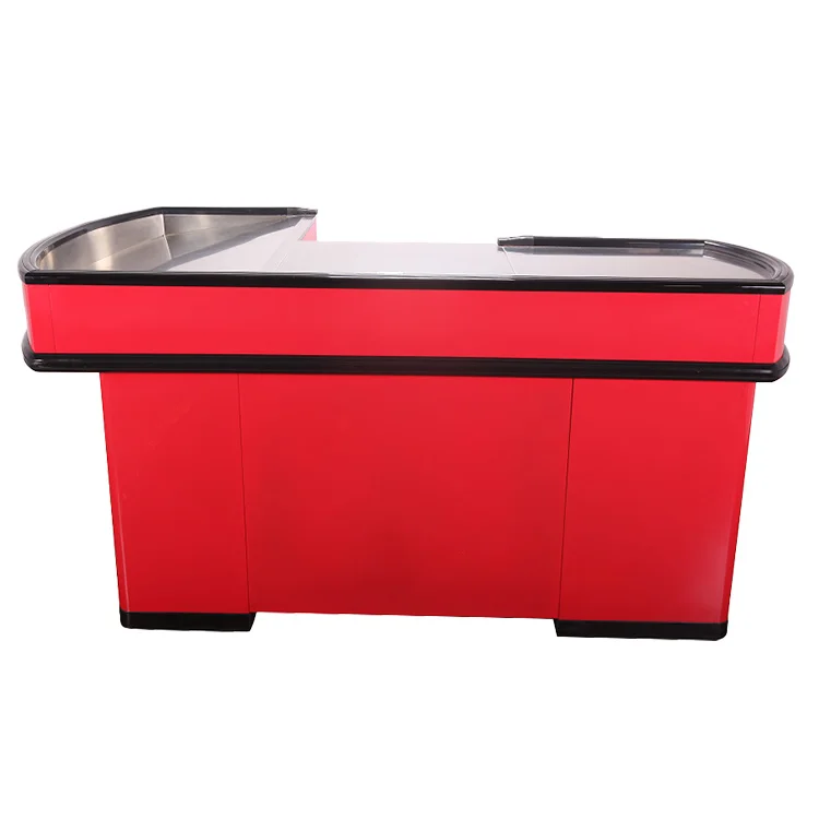 Retail Supermarket Checkout Counter  with Conveyor Belt Grocery Cashier Desk Restaurant Bill Counter