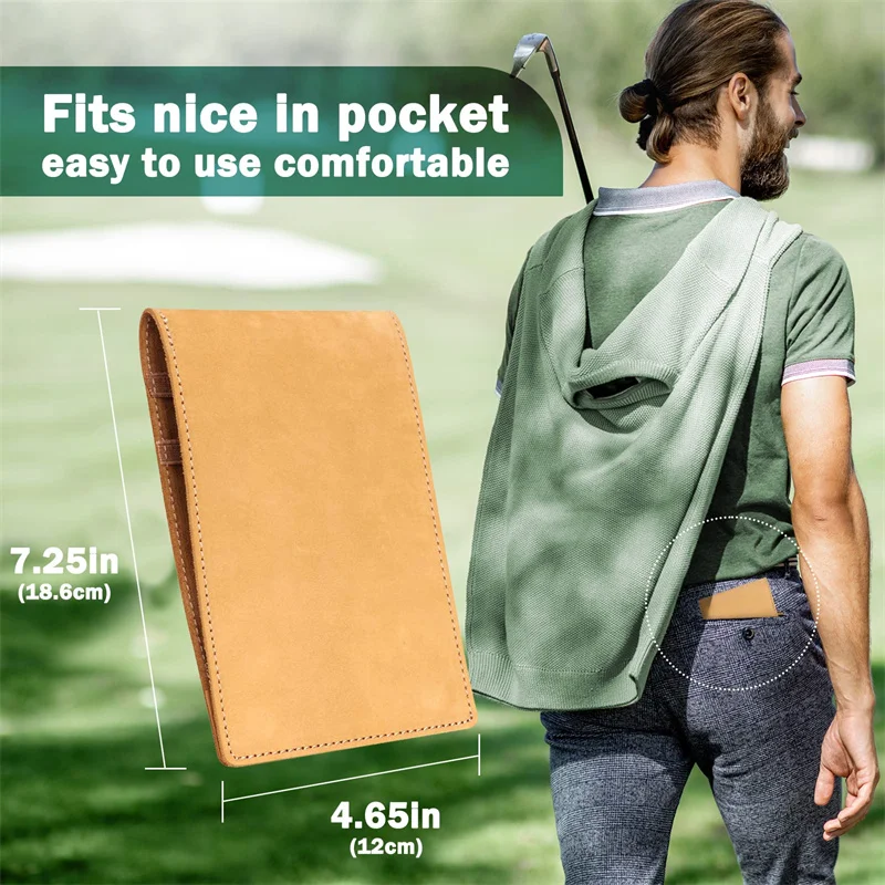 Golf Scorecard Holder Leather Yardage Book Cover Golf Accessories 2 Size with with Pen Case Leather Golf Scorecard Holder