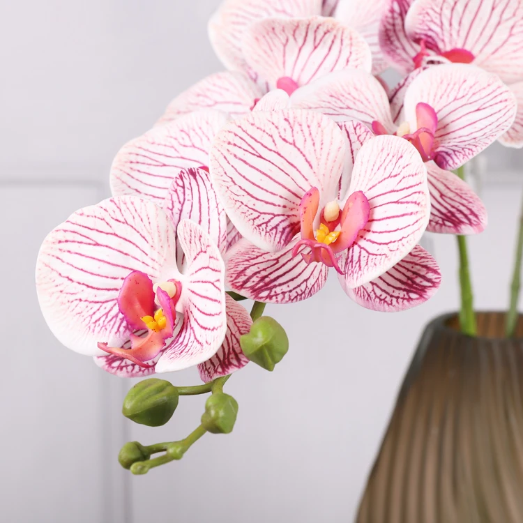 QIHAO 3D Real Touch Latex Phalaenopsis Centerpiece Flower Stem Artificial Orchid for Wedding Party Home Garden