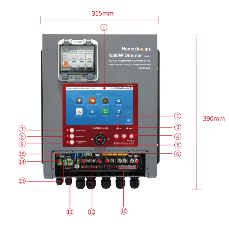 Hontech Wins LED Poultry Lighting Sunrise Sunset Simulation 4500W LED Dimmer Controller Auto Dimmer Poultry Light Dimmer Switch