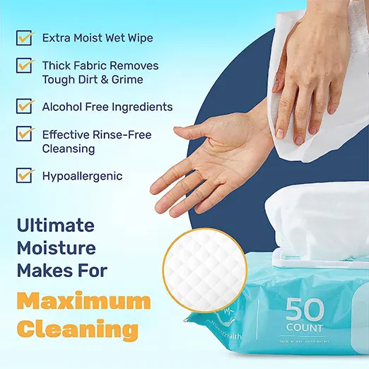 Deodorizing Body Wipes for Adults - Bathing Shower Wipes Rinse Free Alcohol Free Disposable Sustainable Washcloths Adults Wipes