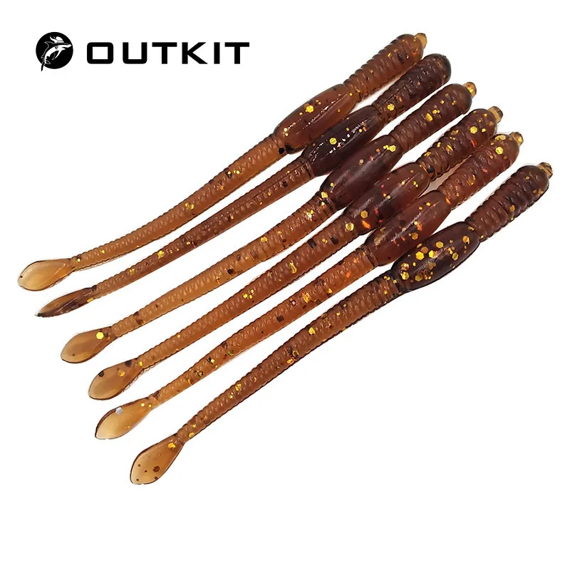 OUTKIT 12pc/lot 82mm/1.1g Earthworm fishing lure soft worm grub artificial Trout soft bait silicone bait fishing gear tackle