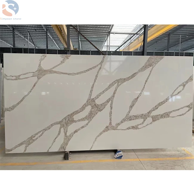 China Popular White Calacatta Quartz Slab Grey Vein Artificial Quartz Stone Prices for Countertop