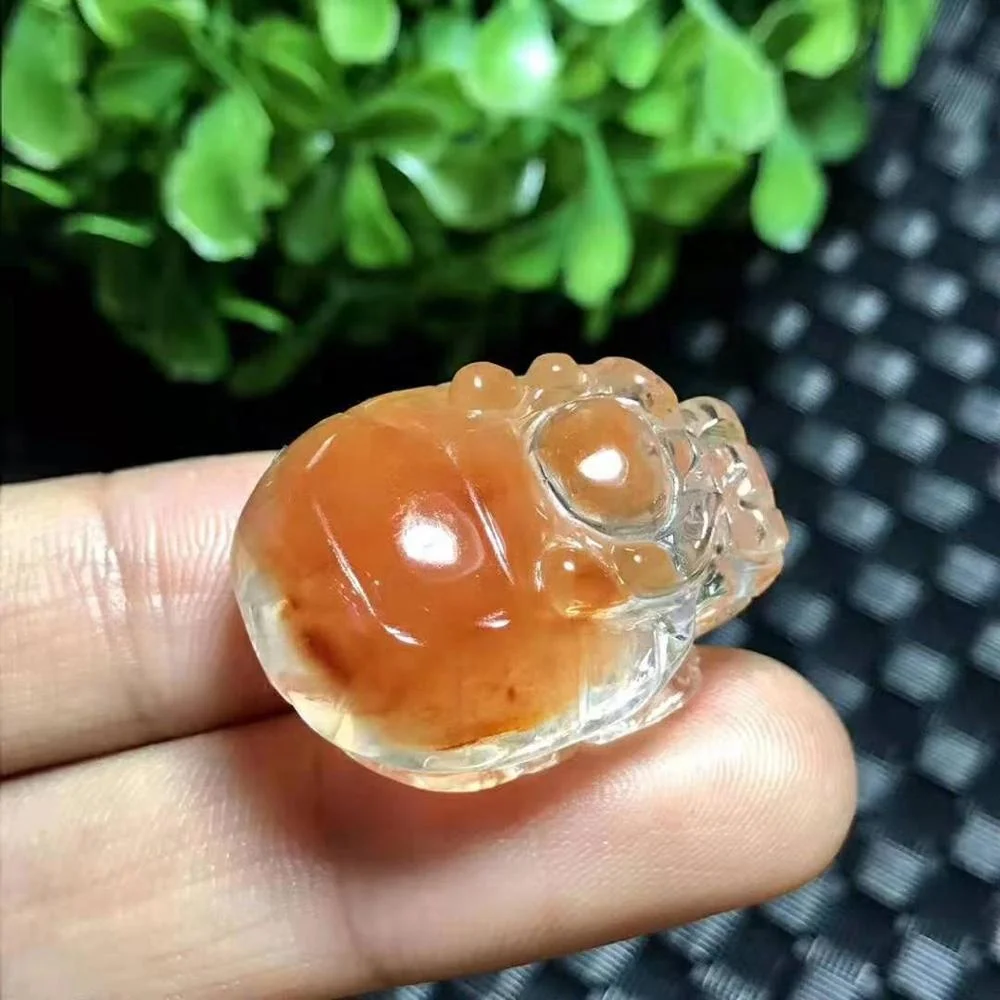 Beautiful natural amethyst quartz crystal and red rutilated The dragon turtle pendant