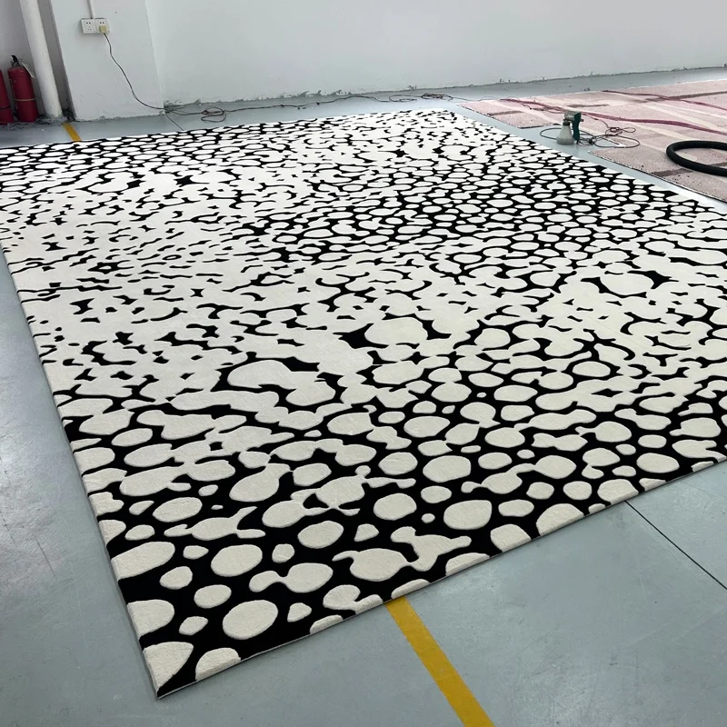 Bed Room Decoration Handmade wool  carpet rugs living room large bedroom area rug carpet black cream carpets