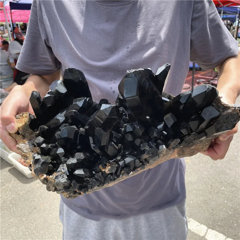 Large Sizes Healing Natural Black Quartz Cluster Rock Smoky Crystal Stone Clusters For Decoration