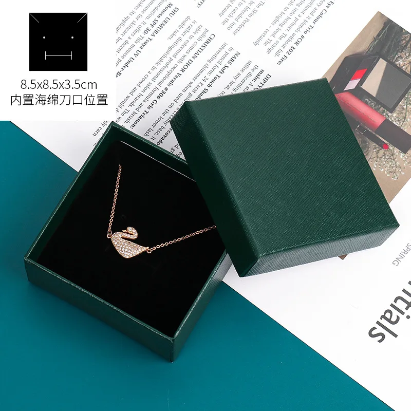 Wholesale Custom Logo Retro Dark Green Jewelry Box Earrings Necklace Bracelet Jewelry Box