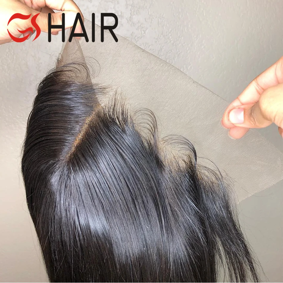 GS Peruvian Straight Human Hair13x4 Lace Frontal Closure Middle/Free/Three Part Swiss Lace 100% Remy Hair Medium Brown Frontal