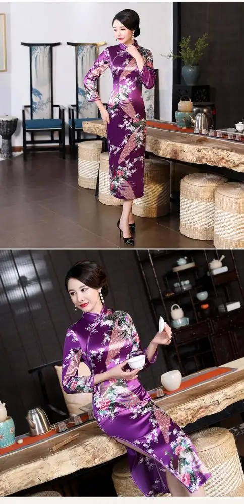459370 Wholesale New Silk cheongsam dress Hot