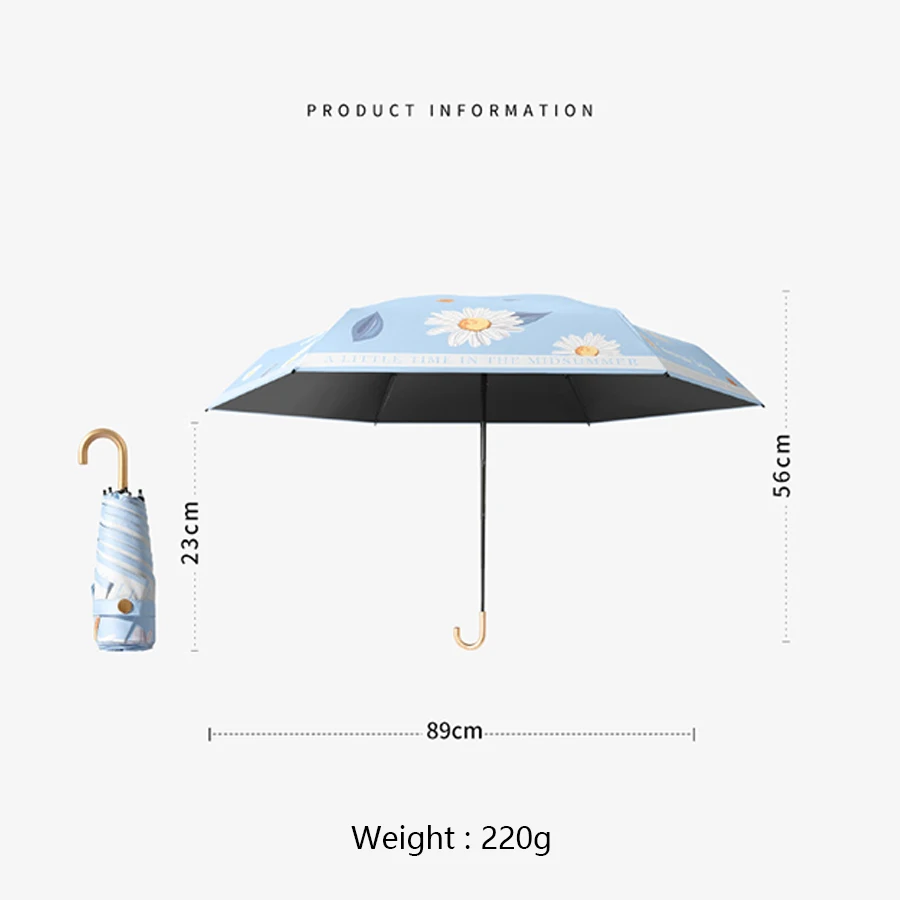 Creative Ultra Light Gold Hook 190T Umbrella With Black Coating Sunshade Umbrella Pocket Capsule Umbrella