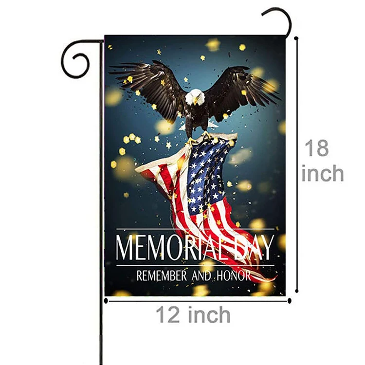 
North American Bald Eagle with Flag Garden Yard Flag Banner House Home Decor 12 x 18 inch Patriotic America USA Decor 
