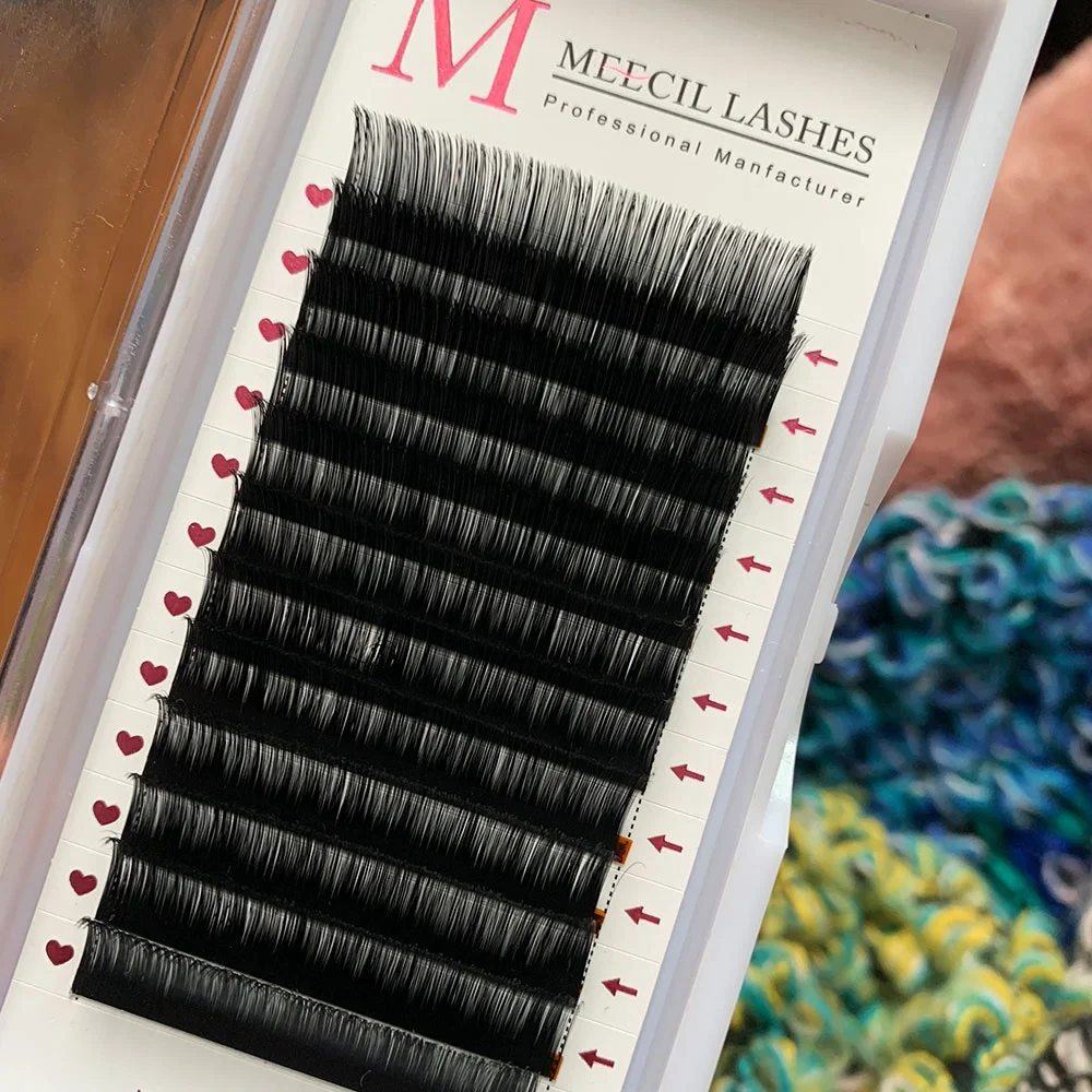 Private Label 0.10 0.12 0.15 0.20 Eyelash Tray Vendor Luxury 16 Rows Silk Dark Lash Trays