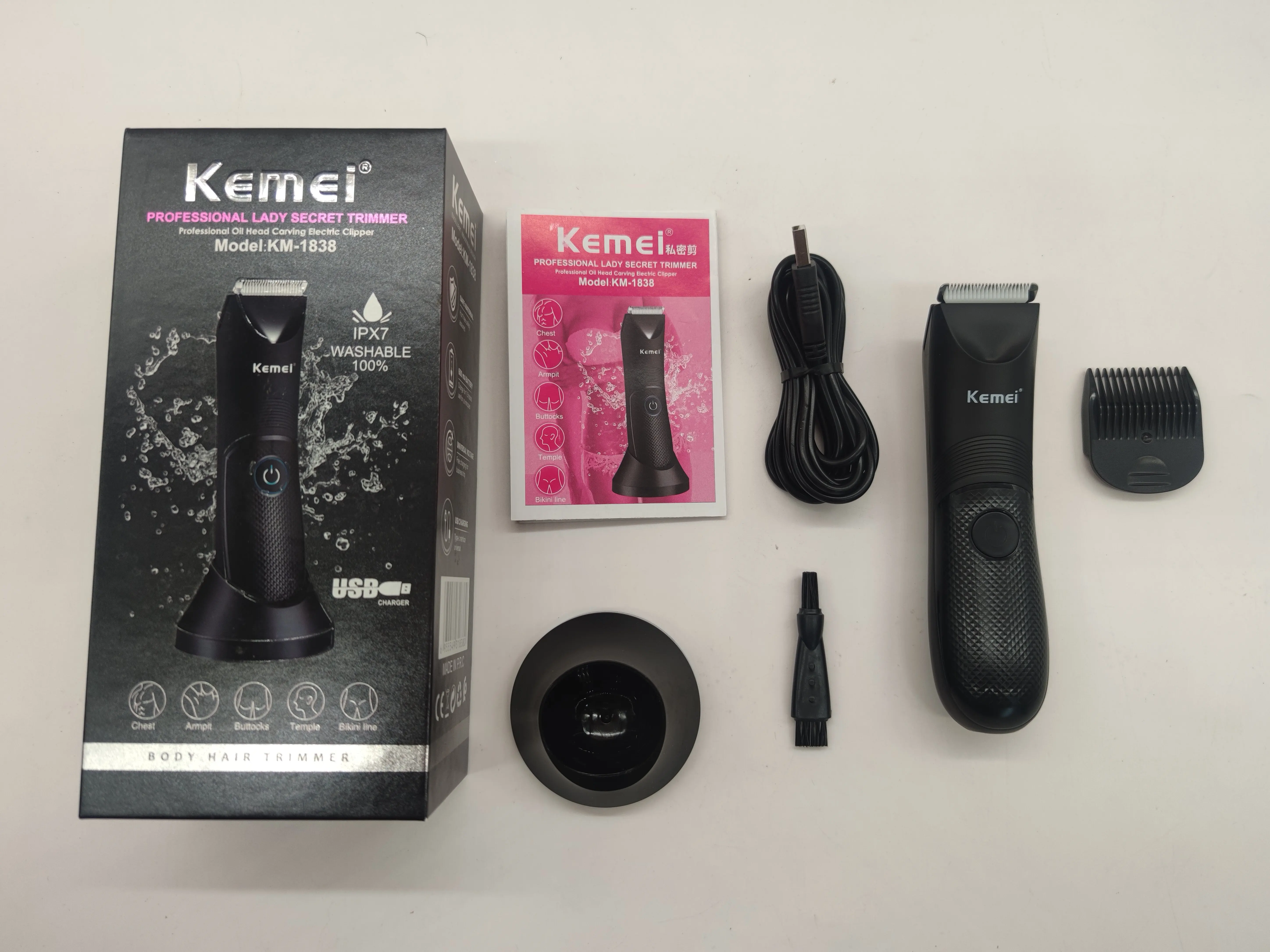 Kemei KM-1838 для взрослых мужчин водостойкая электрическая машинка стрижки беспроводная аккумуляторная батарея корпус паха Стрижки животных бритва триммер волос