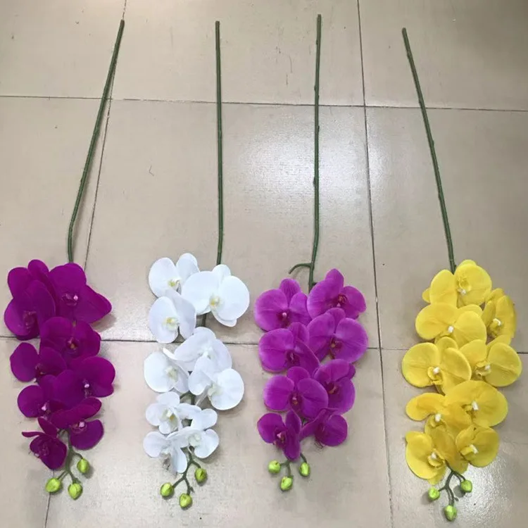 artificial 9 heads Flower Film Phalaenopsis Home Decoration Feel Orchid Plastic Flower Wholesale