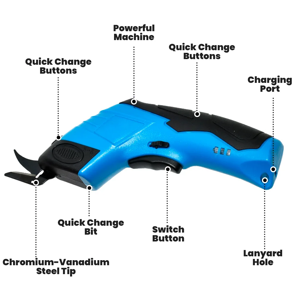 High Quality Portable Carpet Cutter Electric Tailor Shears Scissors Rechargeable Industrial Stainless Steel Serrated DIY Tool