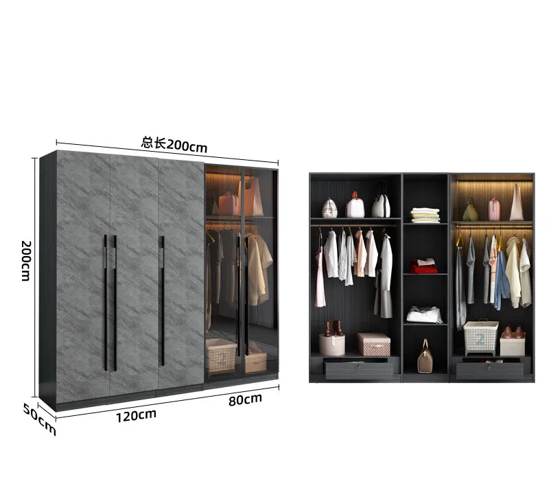 Customized Size Wardrobes Melamine Finished Plywood Closet Design