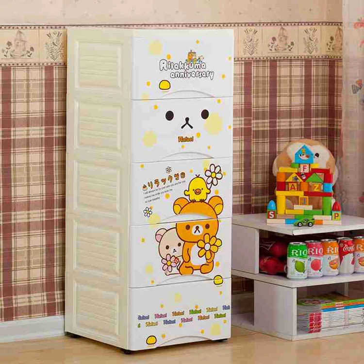 Cartoon Design Storage Drawer Foldable Plastic Cabinet Baby Cupboard Wardrobe for Clothes