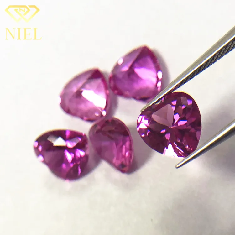 Wholesale gemstones 3# gem prices of rose pink red heart shape ruby synthetic sapphire corundum nielgems
