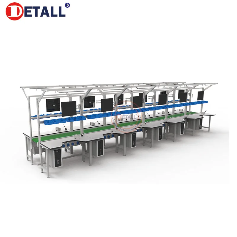 Detall modular customised pvc belt conveyor led lamp automatic assembly line equipment