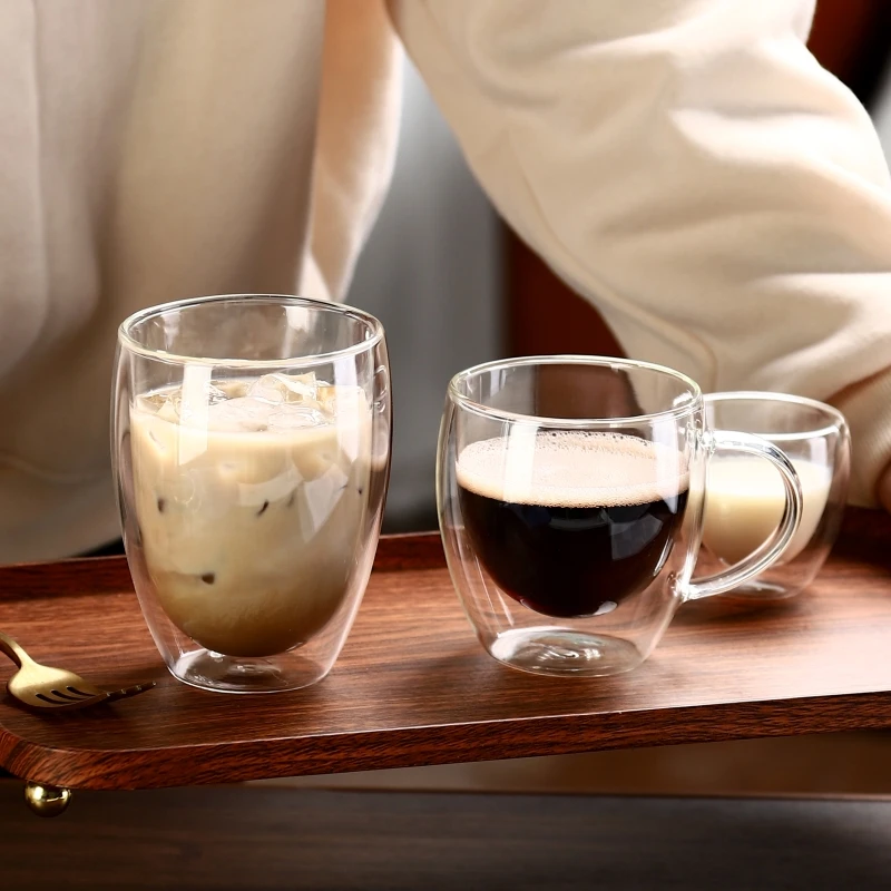 350 ml  Clear Tea Cups Double Wall Glass Coffee Cup Hot Sale Perfect for Party