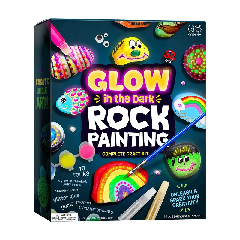 Colors Grow In The Dark Rock Painting Craft Kit  Washable Painted Diy Toy Kit