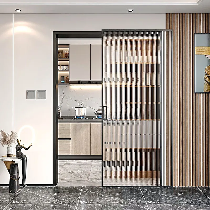 Minimalist glass door popular aluminum bathroom/toilet entry door + glass sliding door