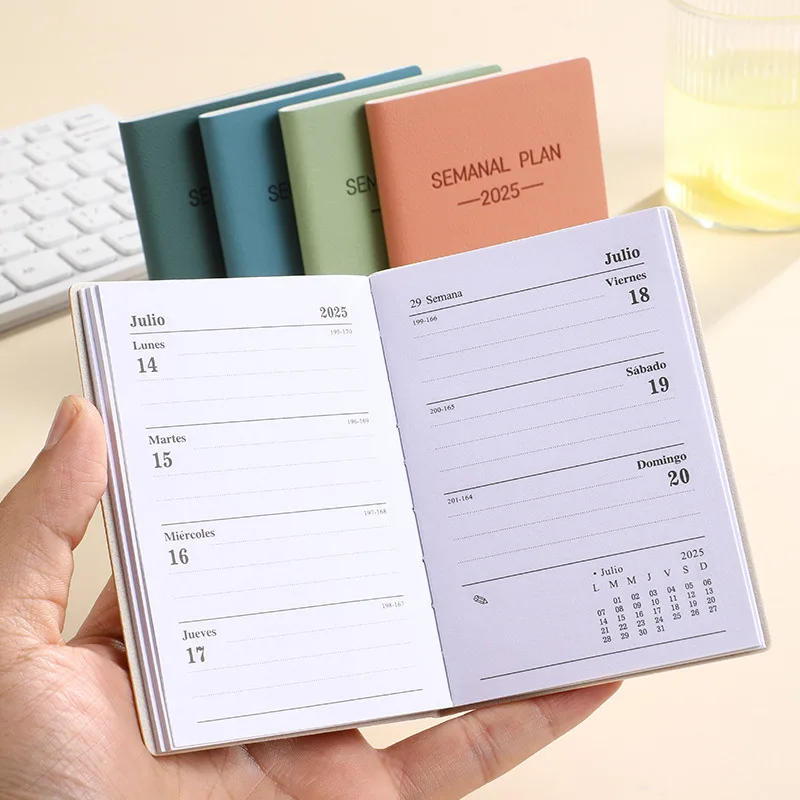 2025 A7 hardcover multifunction PU leather notebook Daily plan Schedule planner Pocket Diary LOGO Customizable