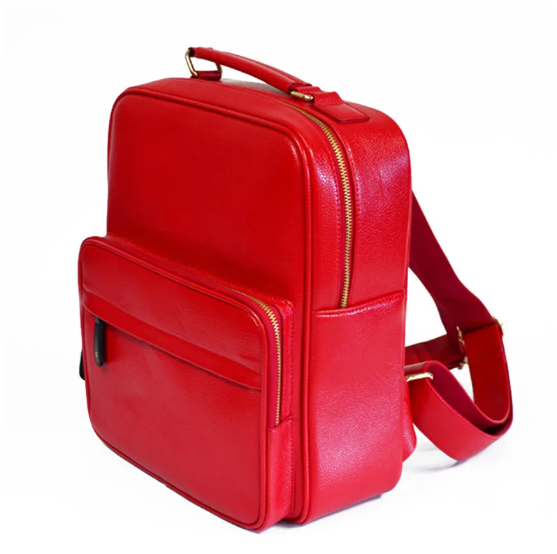 OEM custom fashion lychee pattern leather school backpack knapsack laptop