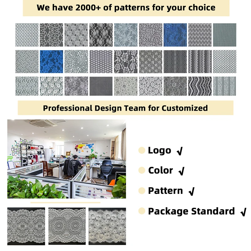 Wholesale White Spandex Trimming Fabric Embroidered Elastic Border Lace Trim Underwear Dresses Clothing