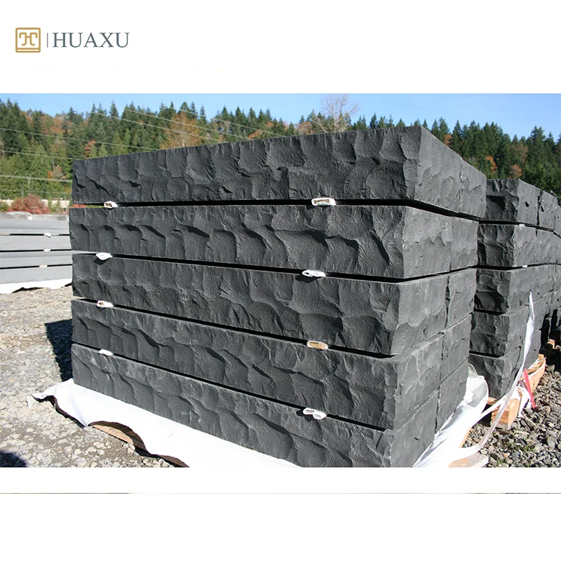 Huaxu  China black basalt rough-picked natural stone palisades wall fencing