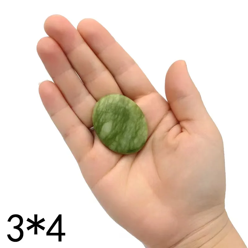 Jade Gua Sha Green Jade Round Shaped Hot Stone Natural Crystal Guasha Kit 3*4 cm 5*6 cm 6*8cm 8*8 cm